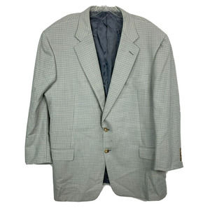 Hickey Freeman Blazer Jacket Mens Sz 45R Canterbury Gray Beige Check Sport Wool‎